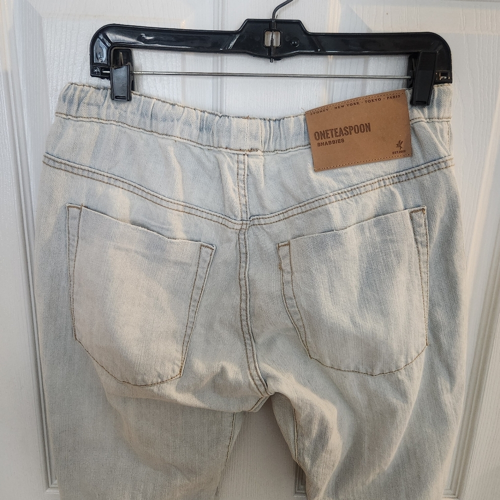 OneTeaspoon Boyfriend Jeans Women's S Shabbies Drawstring Ripped Cropped Montana - Picture 9 of 10